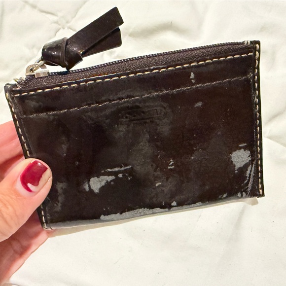 Coach Dark Plum Wristlet with Silver Ring - Picture 4 of 4